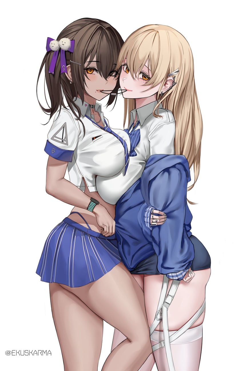 naga and tia (goddess of victory: nikke) drawn by ekuskarma