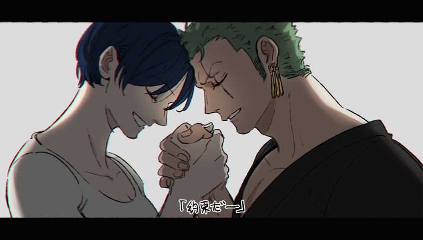 roronoa zoro and shimotsuki kuina (one piece) drawn by mcbuckwheat