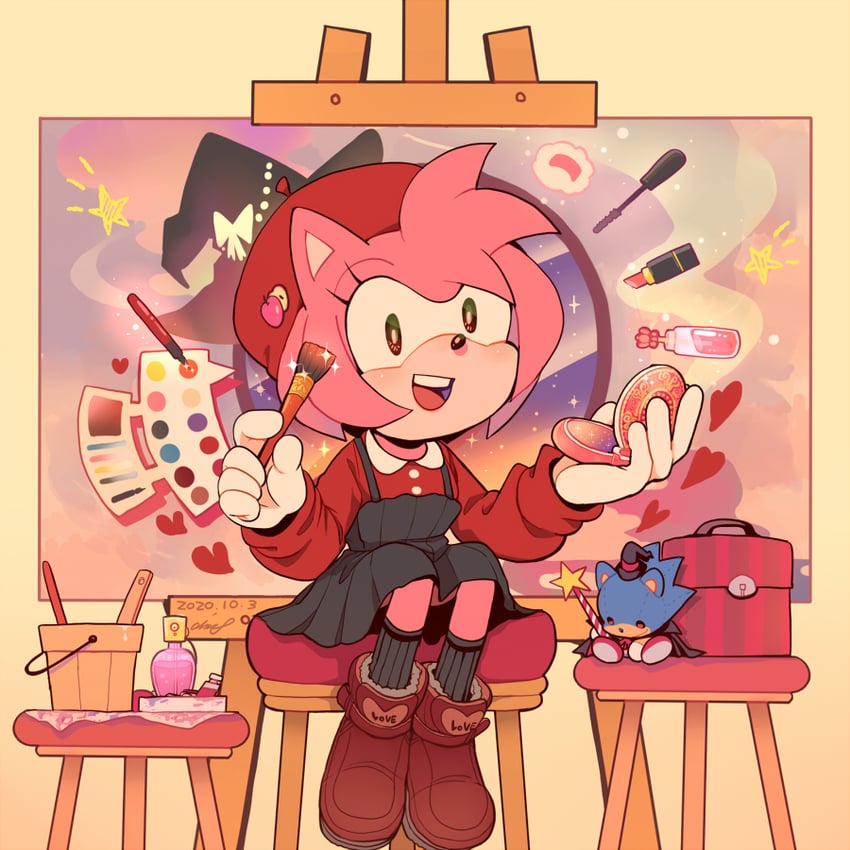 sonic the hedgehog and amy rose (sonic) drawn by aimf