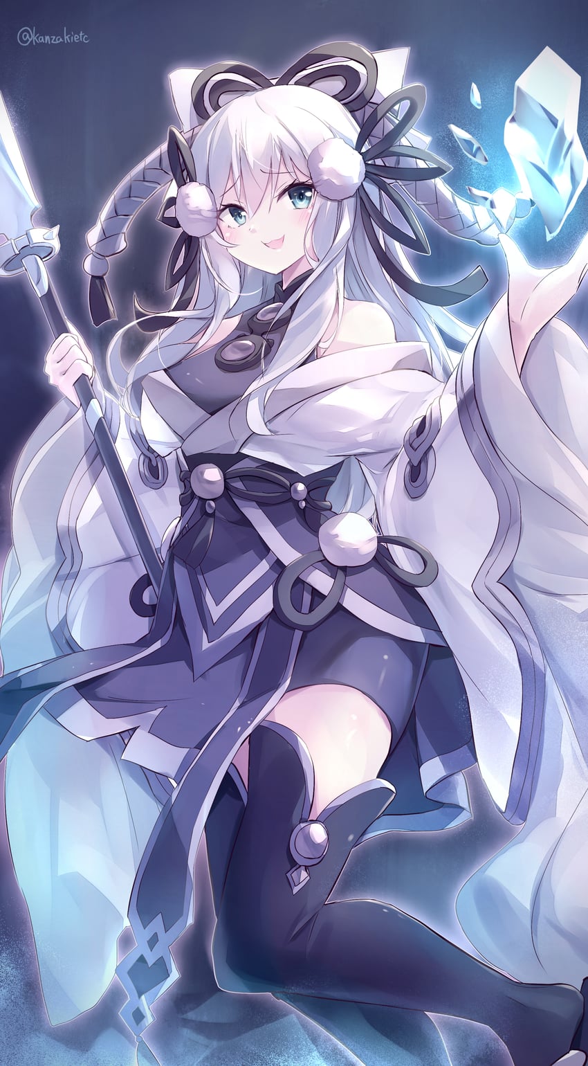 yuki-onna the ice mayakashi and yuki-onna the absolute zero mayakashi (yu-gi-oh!) drawn by kanzakietc