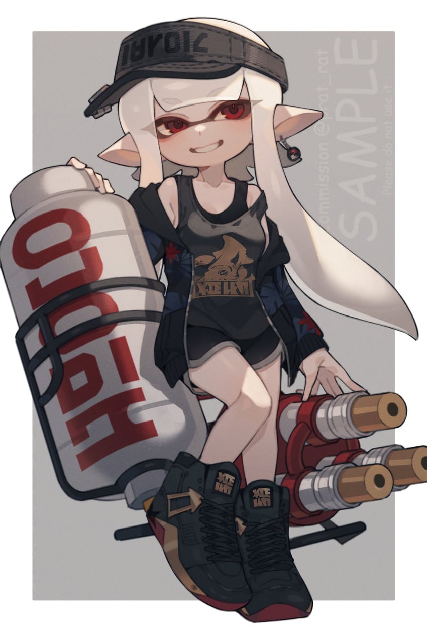 inkling player character and inkling girl (splatoon) drawn by prat_rat