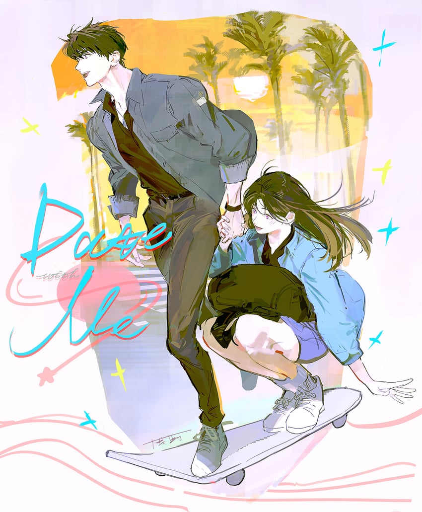 protagonist and caleb (love and deepspace) drawn by bosi_tenghu