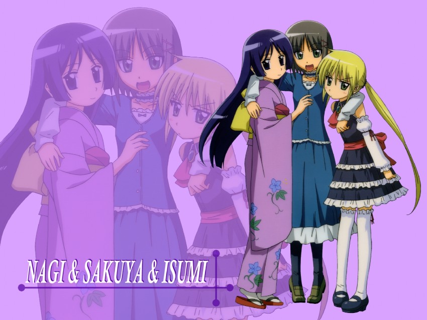 sanzen'in nagi, aizawa sakuya, and saginomiya isumi (hayate no gotoku!)