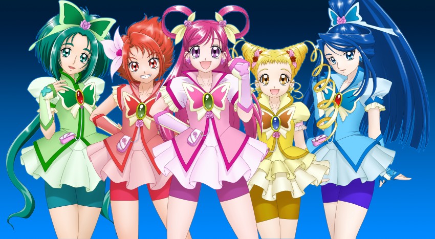 yumehara nozomi, minazuki karen, cure dream, kasugano urara, akimoto komachi, and 5 more (precure and 2 more) drawn by delica
