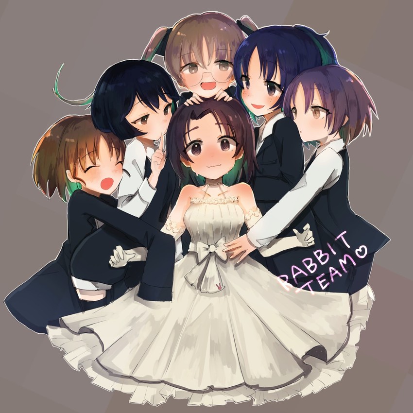 sawa azusa, utsugi yuuki, yamagou ayumi, sakaguchi karina, oono aya, and 1 more (girls und panzer) drawn by 32_(rt_32_bbk)