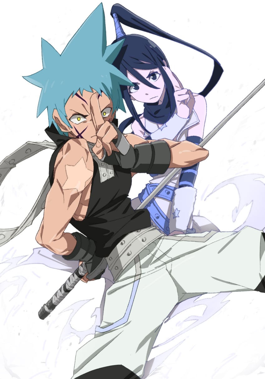 black star and nakatsukasa tsubaki (soul eater) drawn by takoongyi