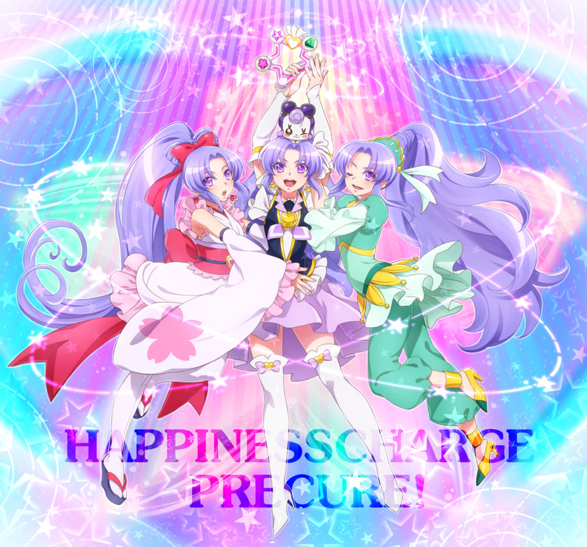 hikawa iona, cure fortune, gurasan, cure fortune, and cure fortune (precure and 1 more) drawn by 0417nao