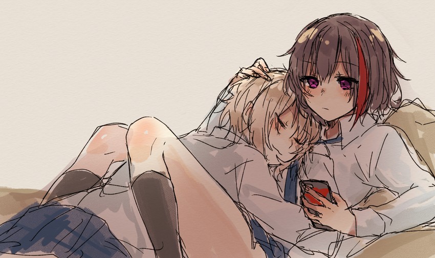 mitake ran and aoba moca (bang dream!) drawn by kumanori_(ouga_0505)