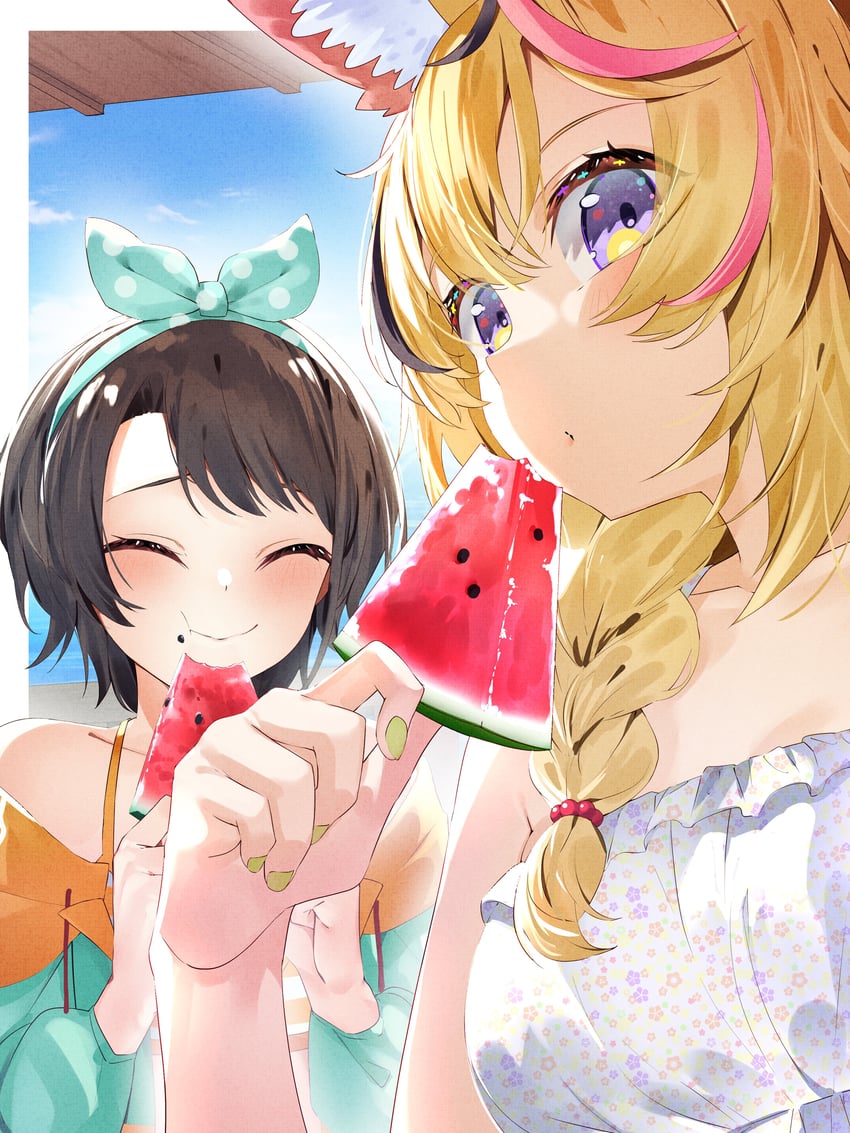 oozora subaru and omaru polka (hololive) drawn by tsushi