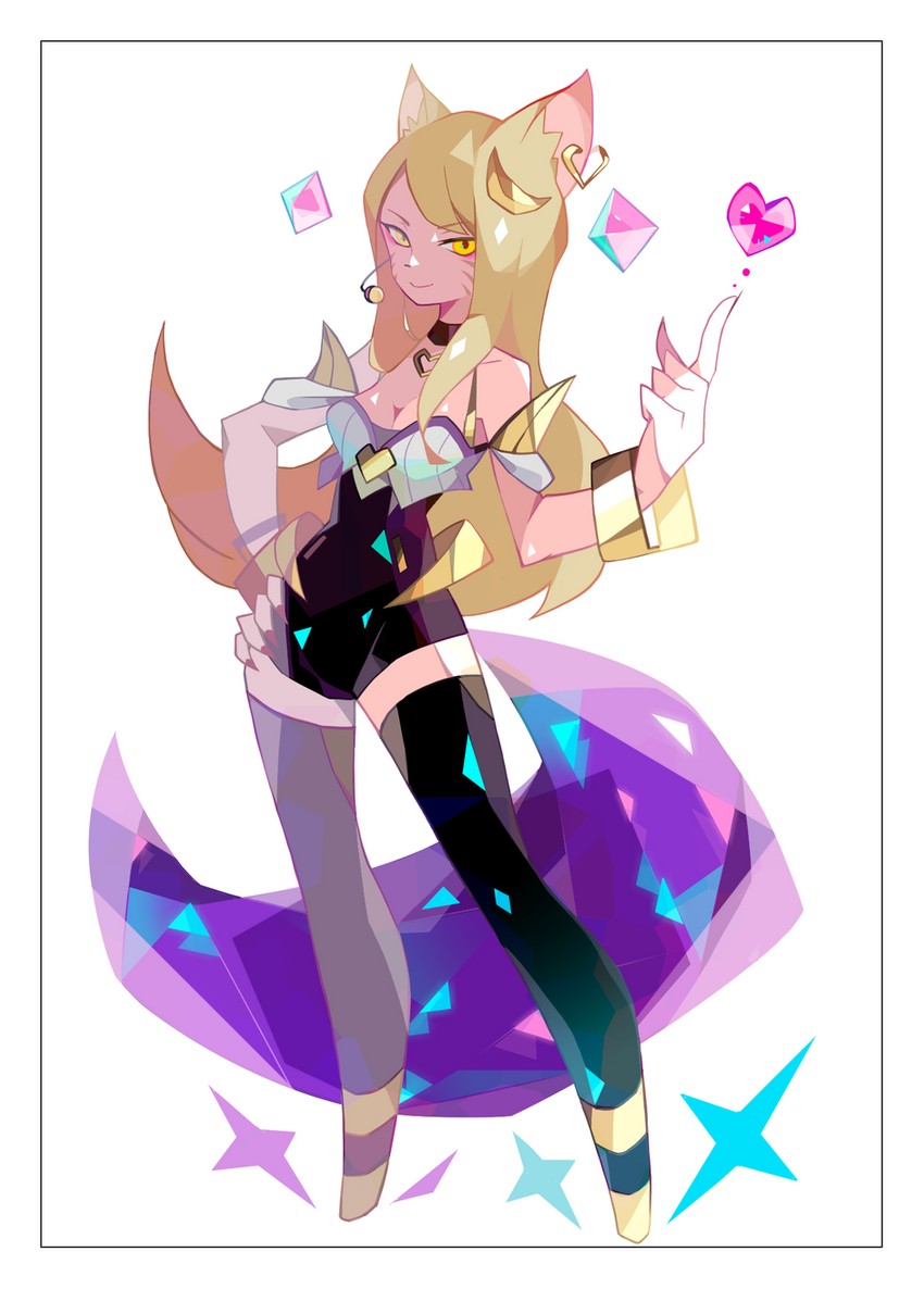 ahri and k/da ahri (league of legends) drawn by amakusa_(hidorozoa)