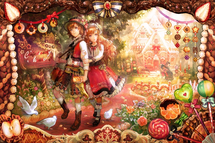 gretel, hansel, and witch (original and 1 more) drawn by chibi_(shimon)
