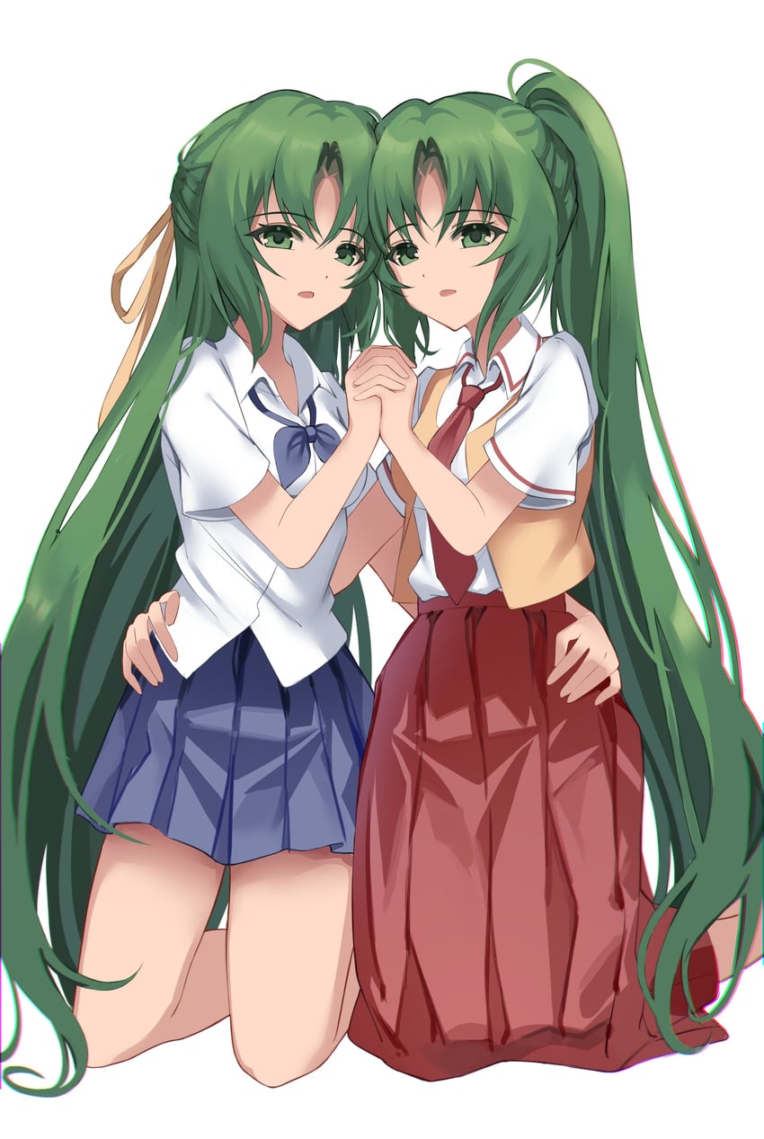 sonozaki mion and sonozaki shion (higurashi no naku koro ni) drawn by nyako_(x_nyako_x)