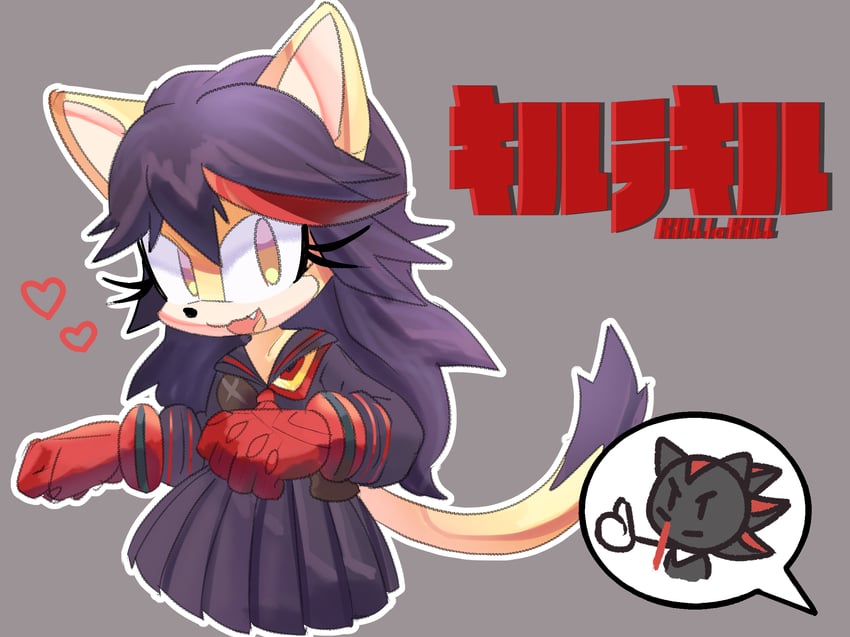 matoi ryuuko, senketsu, shadow the hedgehog, and honey the cat (kill la kill and 3 more) drawn by quark196