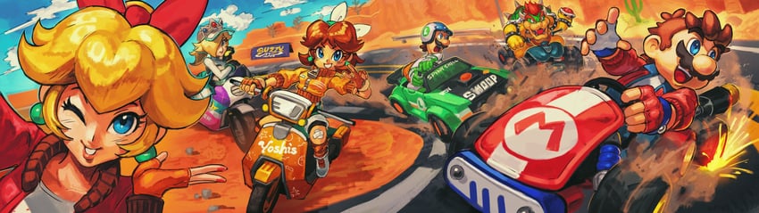 princess peach, mario, rosalina, luigi, princess daisy, and 1 more (mario and 2 more) drawn by kornart