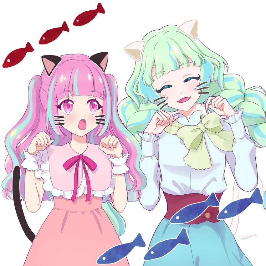 q-pit, tsukishiro ayumi, ann, and kurimu ann (aikatsu! and 1 more) drawn by chisaca