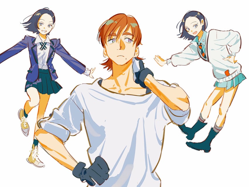 amate yuzuriha, shuji ito, nyaan, comoli harcourt, and xavier olivette (gundam and 1 more) drawn by tkrkve43