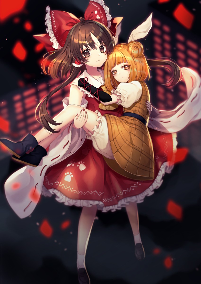 hakurei reimu and joutouguu mayumi (touhou and 1 more) drawn by kyouda_suzuka