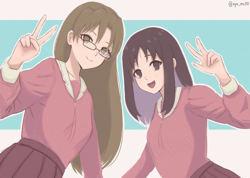 kasuga ayumu and mizuhara koyomi (azumanga daioh) drawn by ayu_mu00