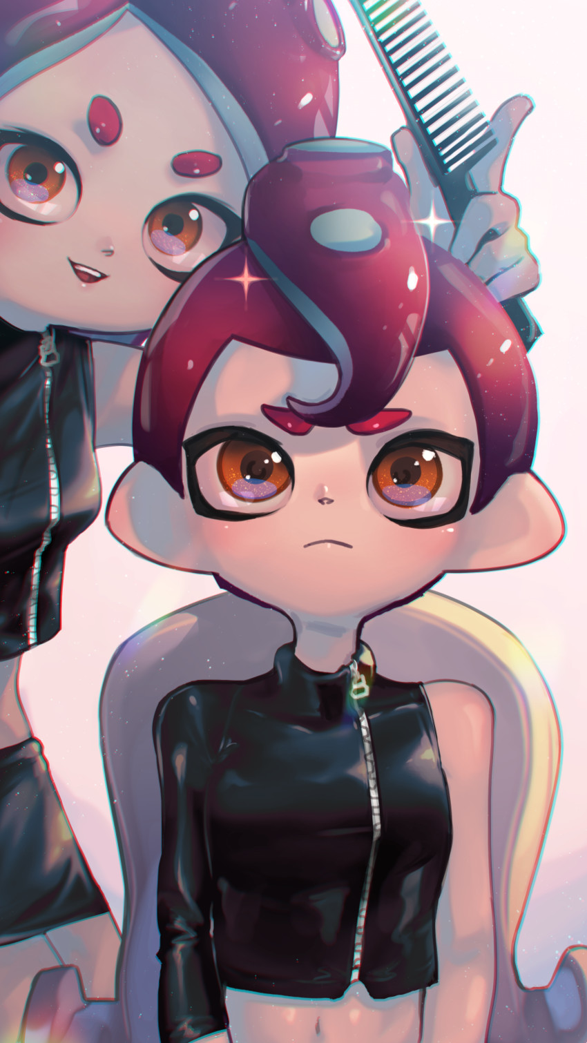 octoling player character, octoling girl, and agent 8 (splatoon and 2 more) drawn by kashu_(hizake)