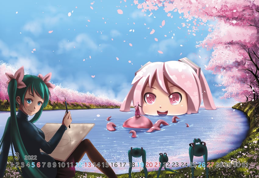 hatsune miku, megurine luka, sakura miku, takoluka, mikudayo, and 1 more (vocaloid) drawn by lolita_majin