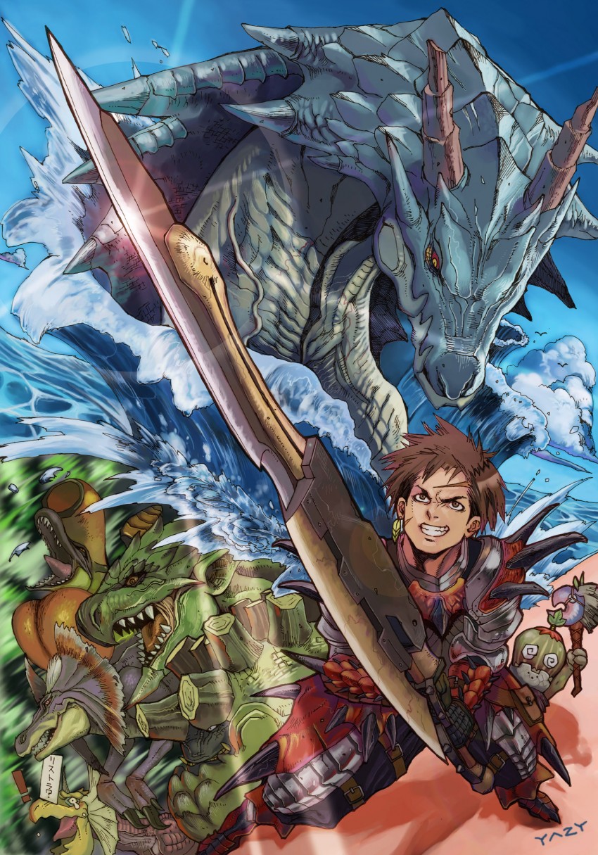 monster hunter, rathian, yian kut-ku, lagiacrus, cha-cha, and 3 more (monster hunter and 1 more) drawn by yaji_(poison)