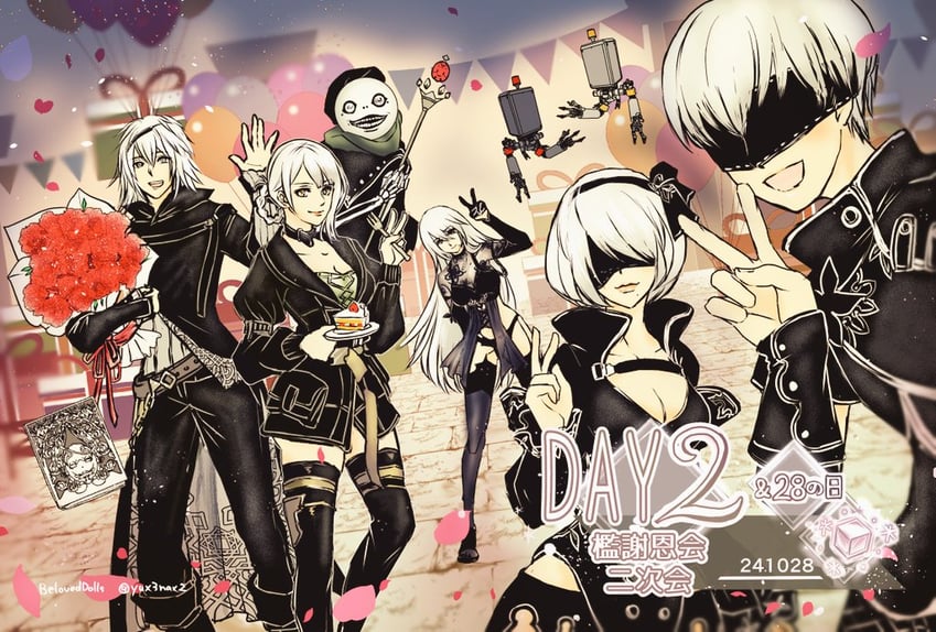2b, 9s, pod, a2, kaine, and 3 more (nier:automata and 2 more) drawn by yux3nax2