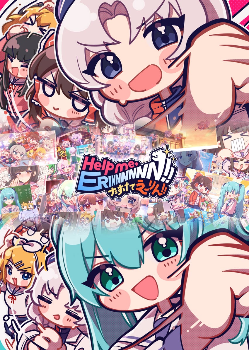 hatsune miku, hakurei reimu, kirisame marisa, remilia scarlet, flandre scarlet, and 19 more (touhou and 4 more) drawn by people_hitobito