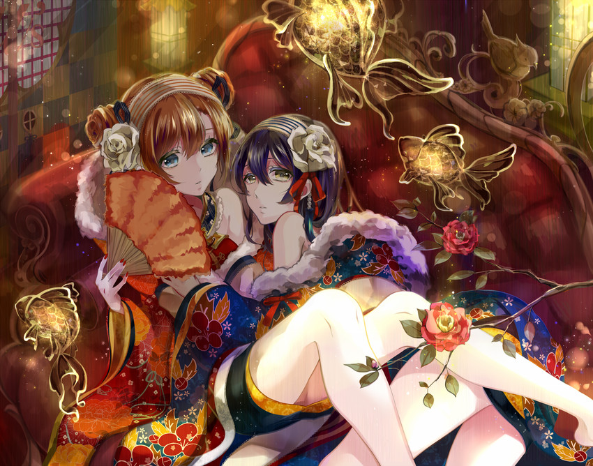 sonoda umi and kosaka honoka (love live! and 1 more) drawn by yache