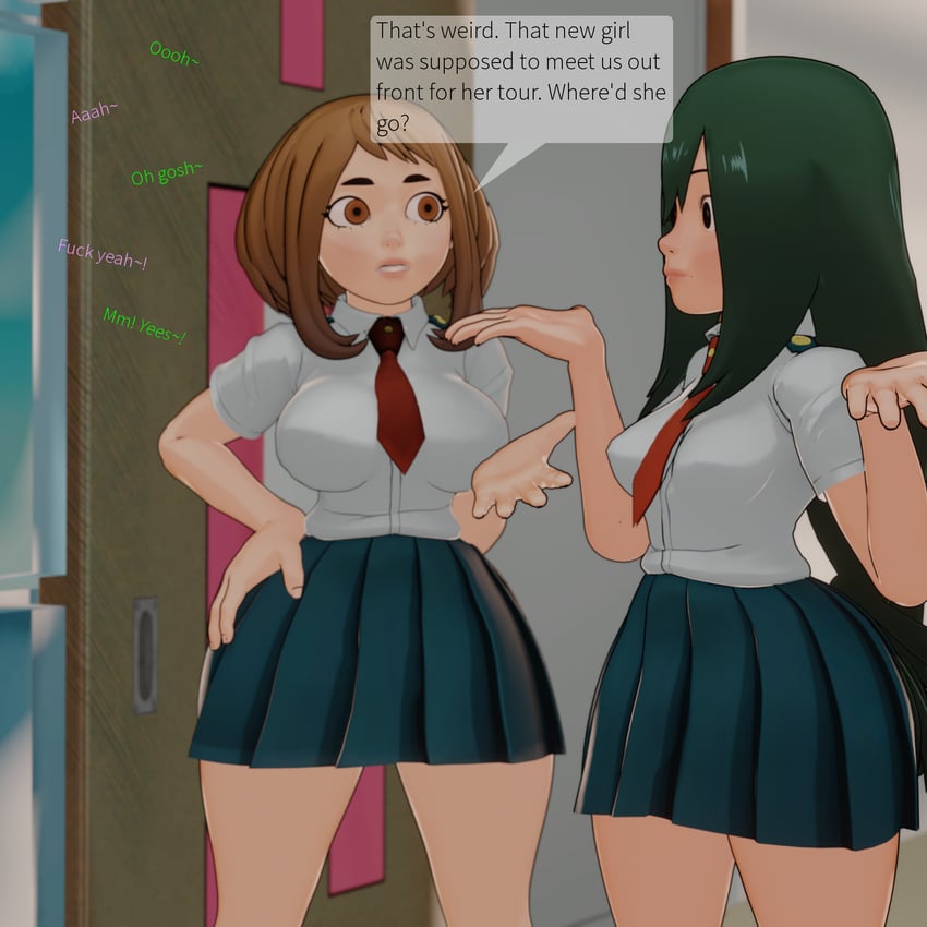 uraraka ochaco and asui tsuyu (boku no hero academia) drawn by legoguy9875