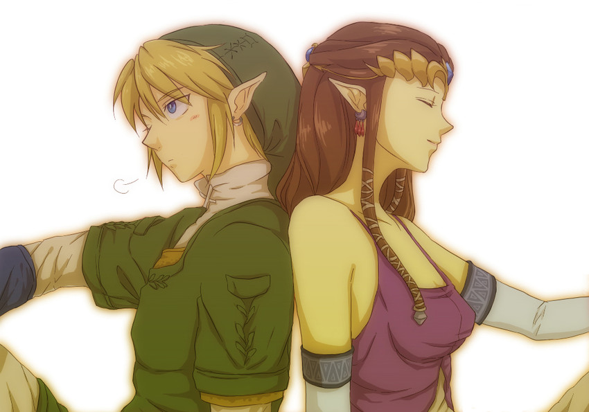 link and princess zelda (the legend of zelda and 1 more) drawn by saiba_(henrietta)