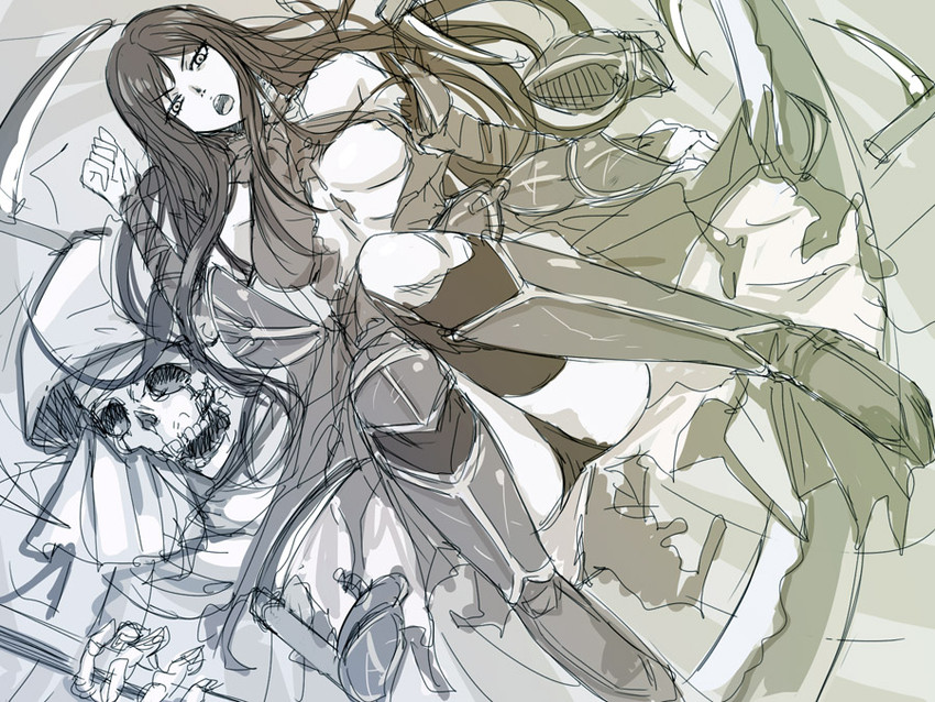 shanoa and death (castlevania and 1 more) drawn by michael_f91
