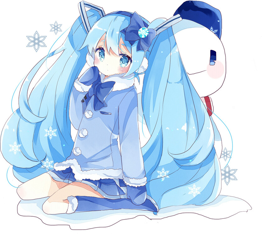 hatsune miku and yuki miku (vocaloid) drawn by tsukiyo_(skymint)