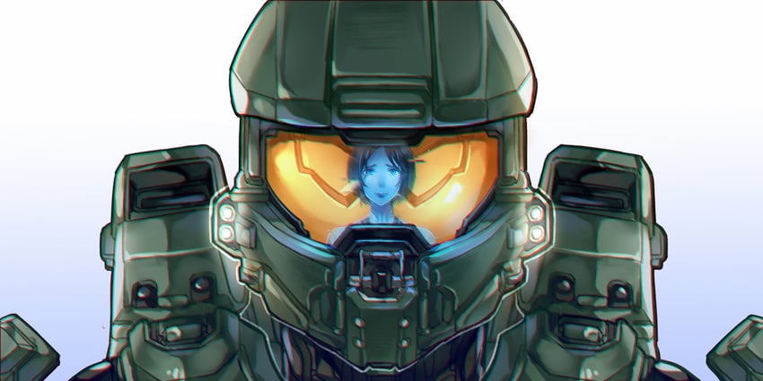 master chief and cortana (halo and 1 more) drawn by sky_kiki