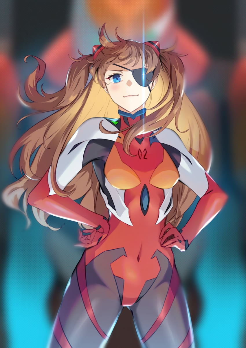 souryuu asuka langley and eva 02 (neon genesis evangelion and 2 more) drawn by nakaga_eri