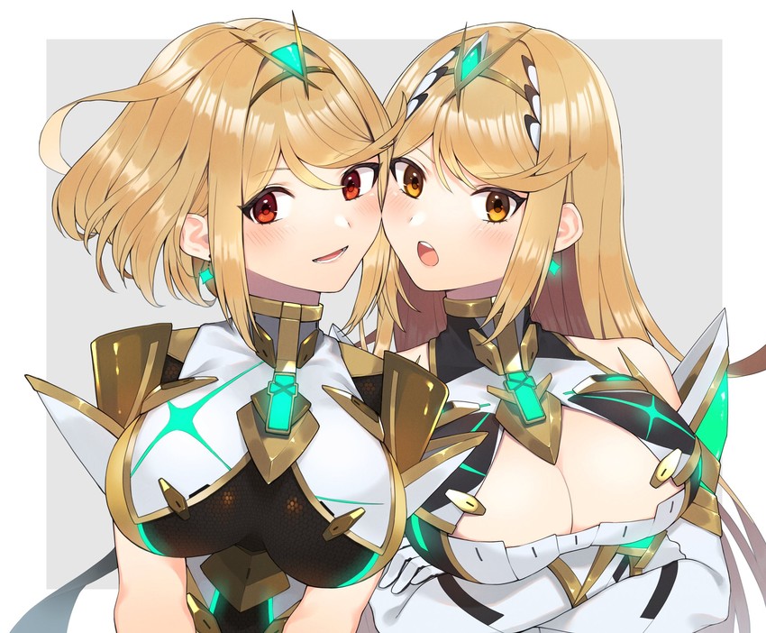 pyra and mythra (xenoblade chronicles and 1 more) drawn by kinagi_(3307377)