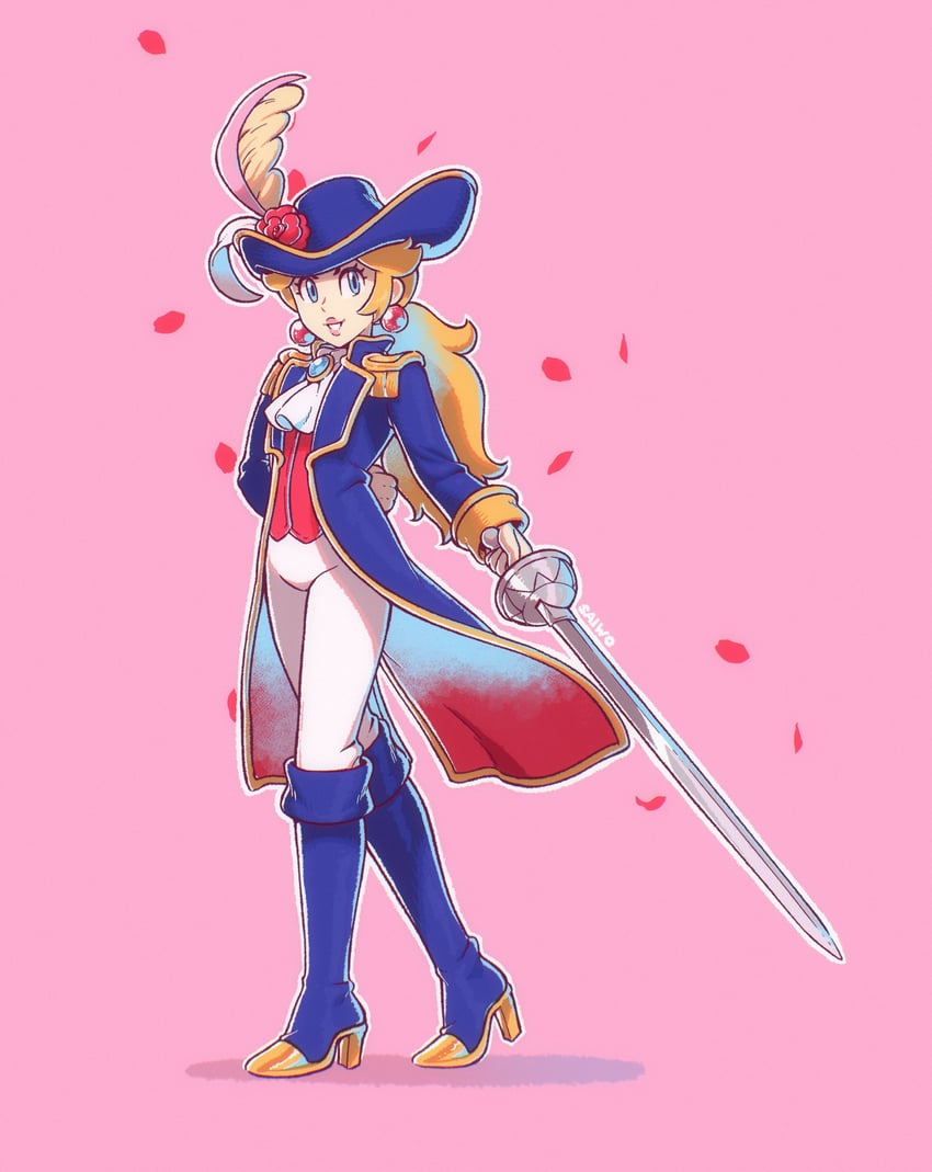 princess peach and swordfighter peach (mario and 1 more) drawn by saiwo_(saiwoproject)