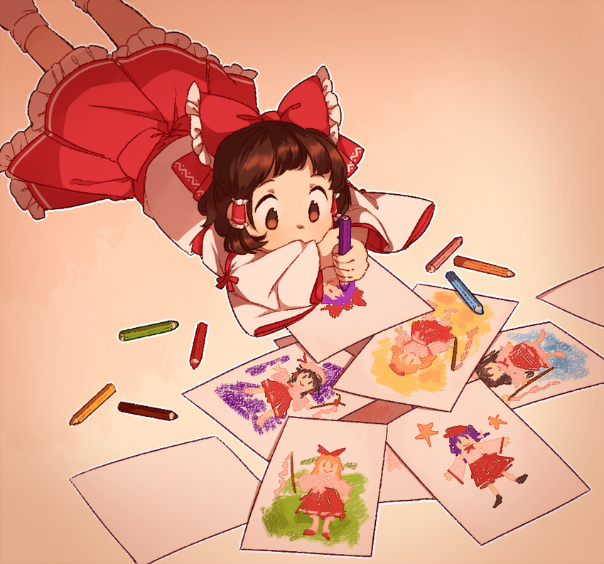 hakurei reimu, label girl, girl who trained on mt. haku, hourai girl, moonlight's anti-soul, and 1 more (touhou and 2 more) drawn by nekolina