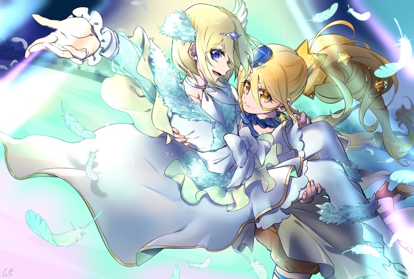 kagayaki homare, cure etoile, wakamiya henri, and cure infini (precure and 1 more) drawn by shipu_(gassyumaron)
