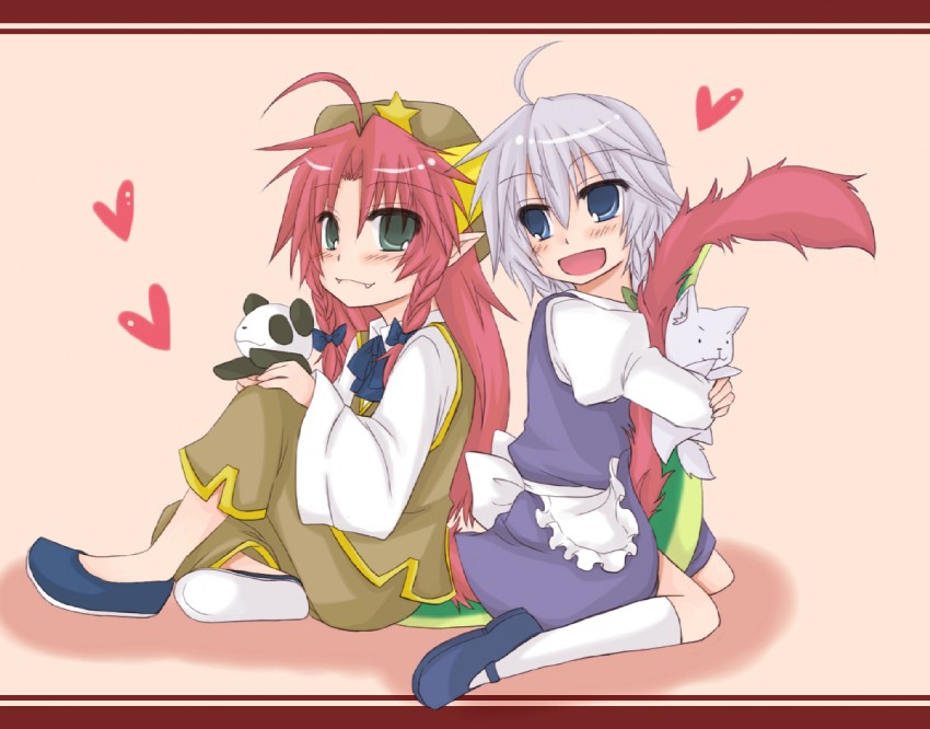 izayoi sakuya and hong meiling (touhou) drawn by yuuta_(monochrome)