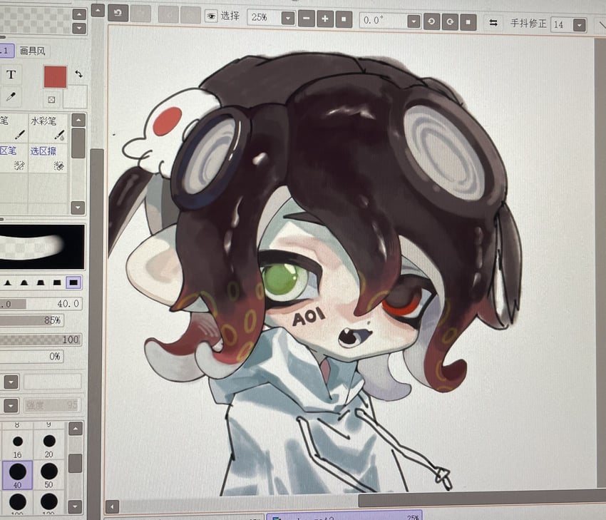 octoling player character, octoling girl, and aoi (original and 1 more) drawn by aoi_(cariiiie)