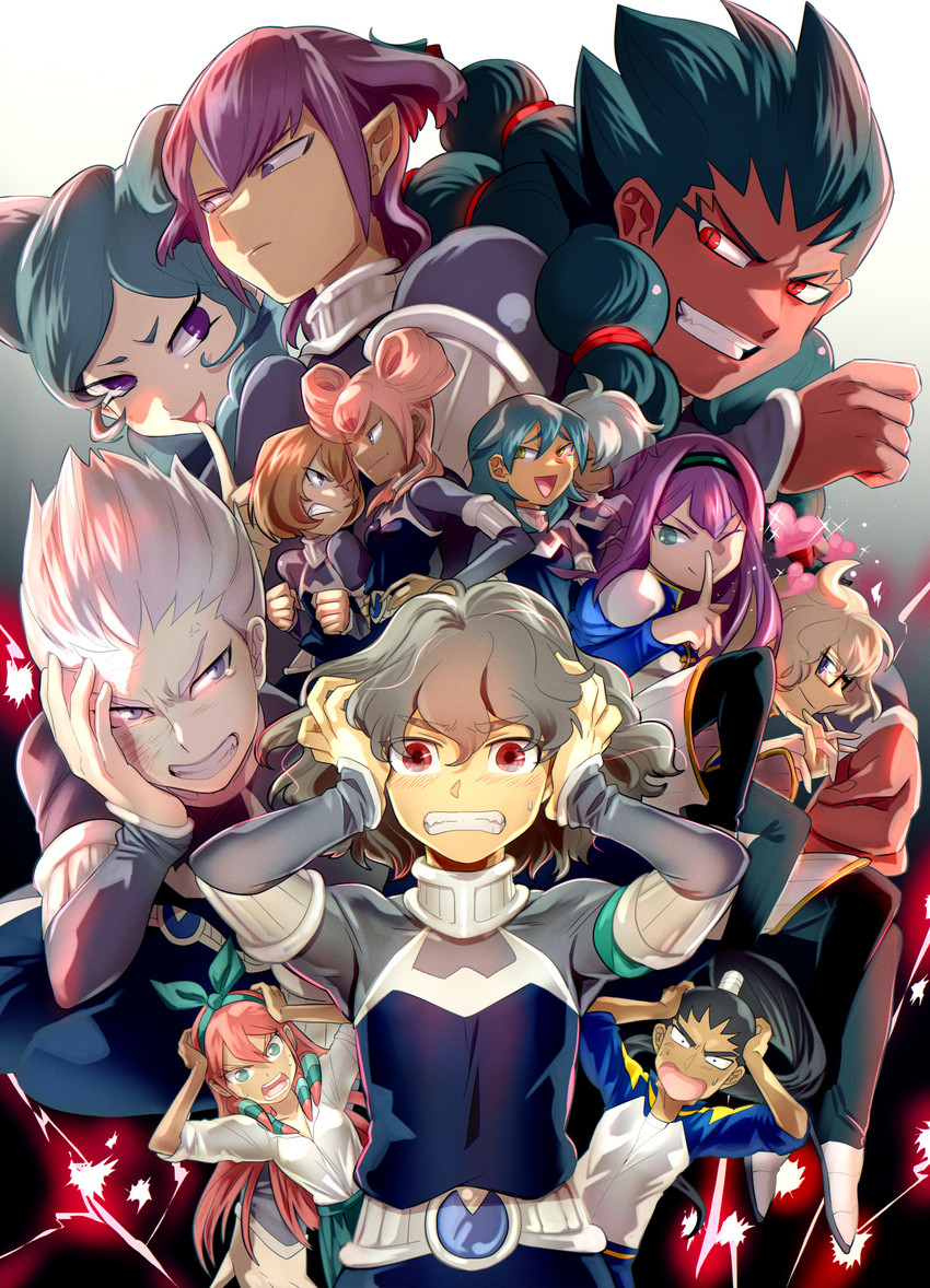 shindou takuto, kariya masaki, beta, seto midori, kurama norihito, and 9 more (inazuma eleven and 2 more) drawn by yanyo_(ogino_atsuki)