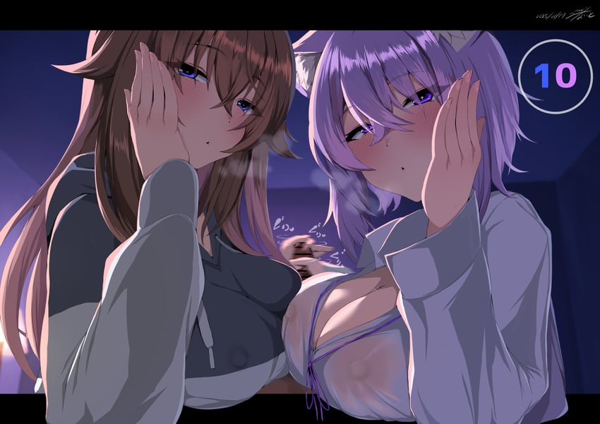 nekomata okayu and tokino sora (hololive) drawn by midnight_(midnightstream3)
