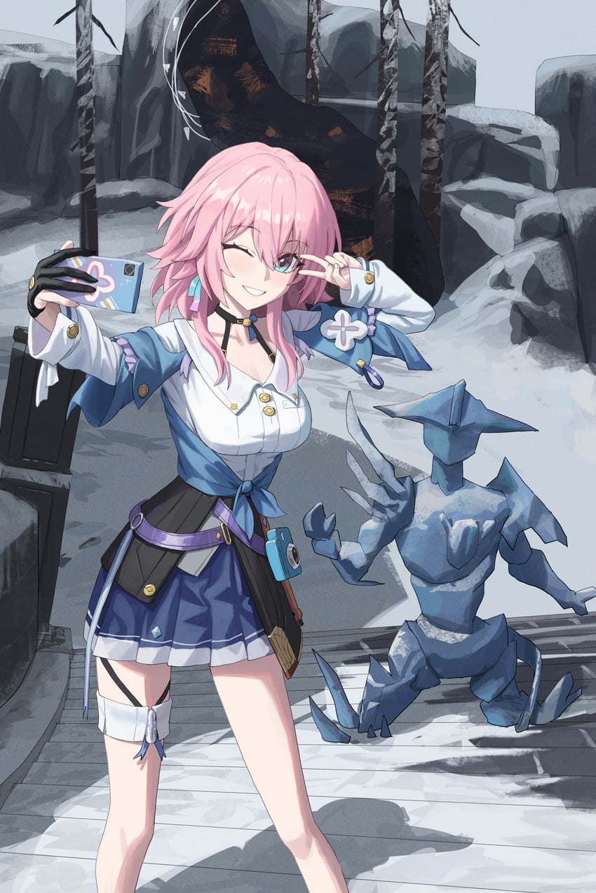 march 7th (honkai and 1 more) drawn by llami_0