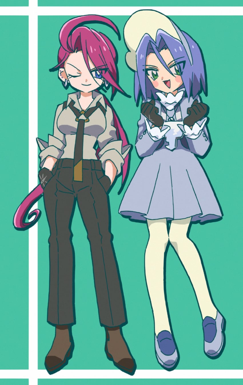 rika, jessie, james, and poppy (pokemon and 1 more) drawn by macchiromomomo