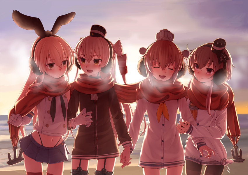 shimakaze, amatsukaze, yukikaze, and tokitsukaze (kantai collection) drawn by mocha_(snowflake)
