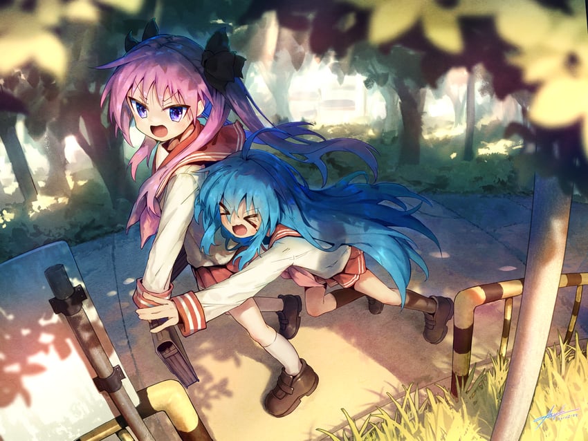 hiiragi kagami and izumi konata (lucky star) drawn by ap04astral