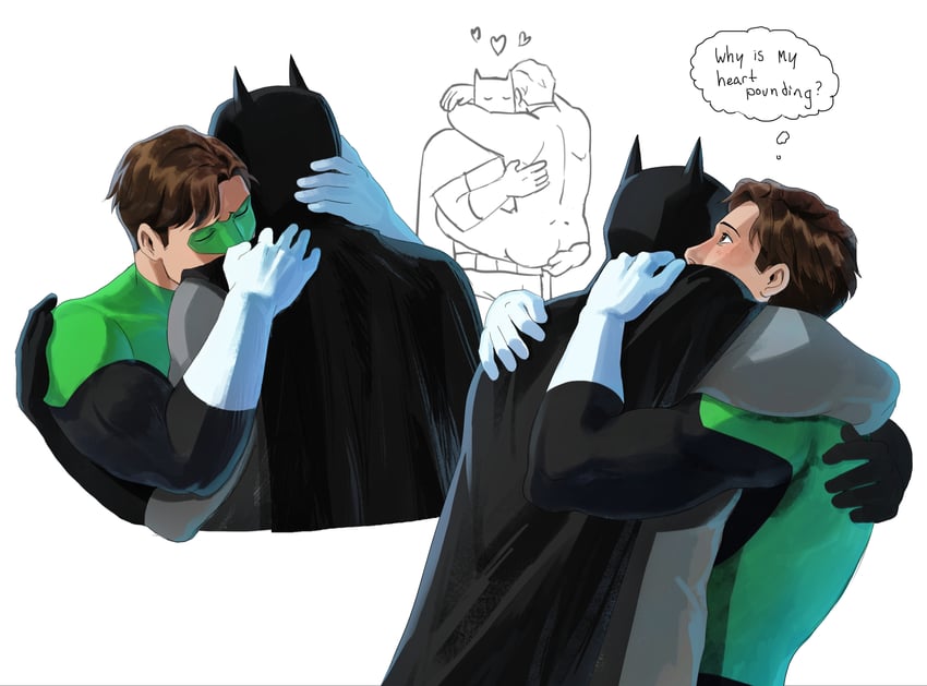 batman, bruce wayne, green lantern, and hal jordan (dc comics and 2 more) drawn by haljordanmylove