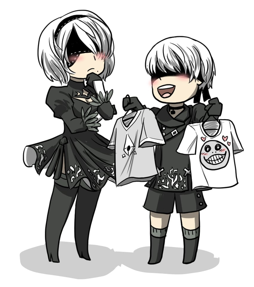 2b, 9s, and emil (nier and 1 more) drawn by redmageroxy