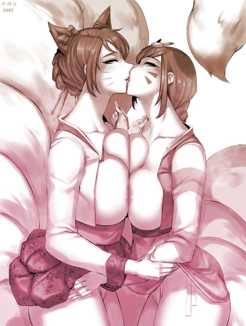 d.va and ahri (league of legends and 2 more) drawn by ah-lyong_lee