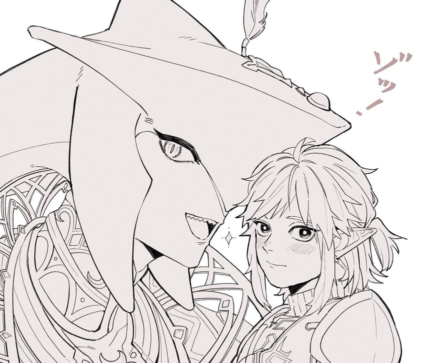 link and sidon (the legend of zelda and 1 more) drawn by teto_ten